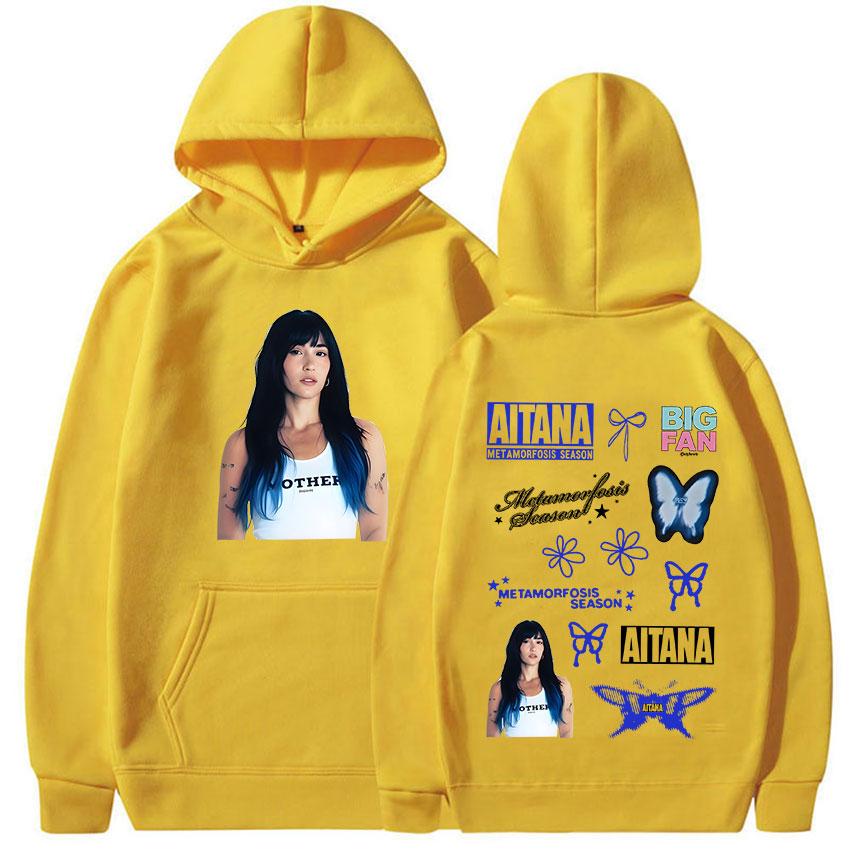Aitana Metamorfosis Temporada Tour Ropa Merchandising Sudadera con Capucha Unisex Alta Calidad Sudadera Oversize Moda Vintage Sudadera con Capucha de Forro Polar