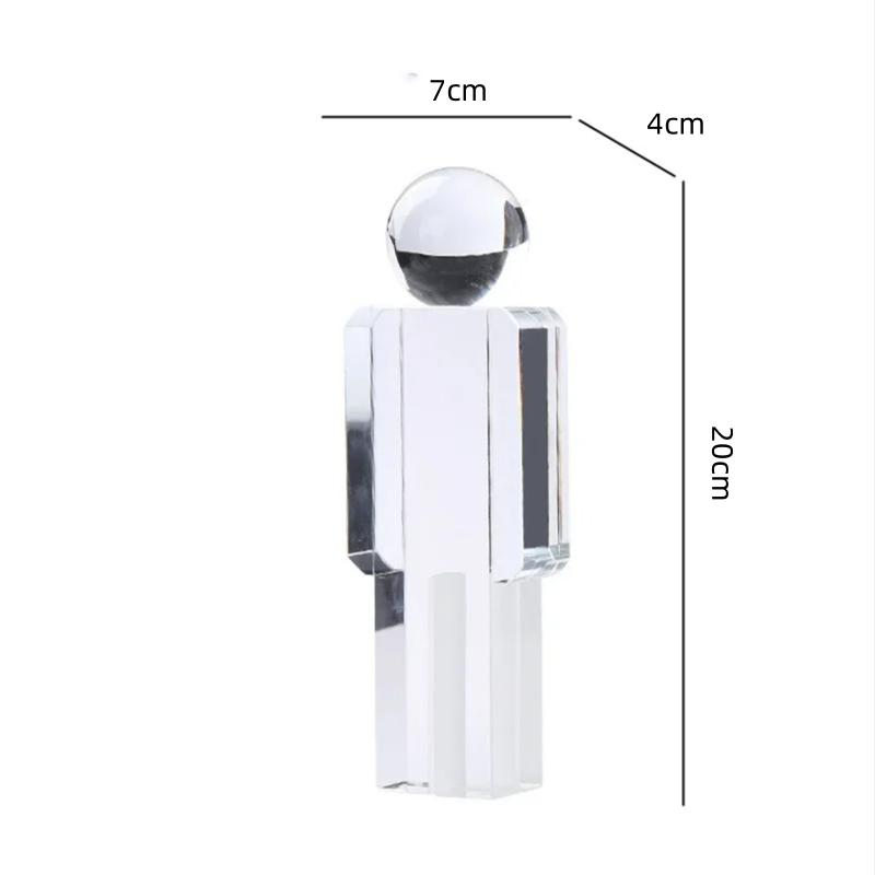 Kristallmann-Statue Transparente Figur Skulptur Glas Handwerkskunst Ornamente Cartoon-Charakterfiguren Heimdekorationszubehör