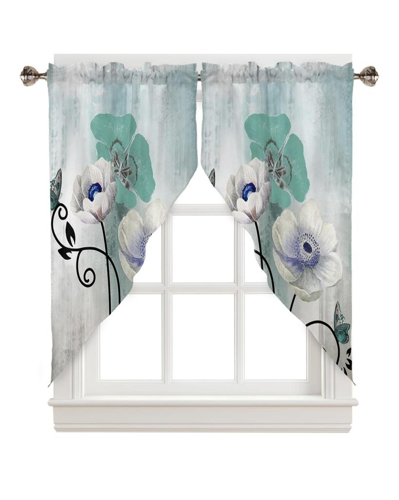 Valance Curtain Green Leaves Swag Kitchen Watercolor Botanical Living Room Bedroom Decorative Small Curtains Polyester With Rod Pocket Great Decor