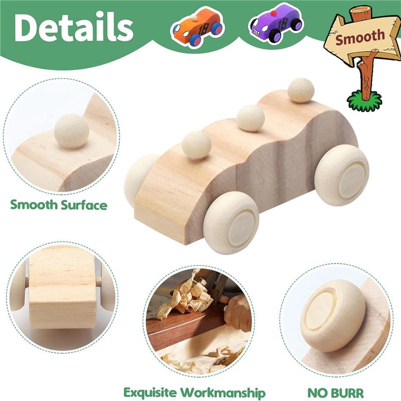 Bueno-Pack de 36 Coches de Madera para Manualidades DIY Coches de Madera sin Terminar para Pintar Coches de Madera para Manualidades para Actividades en Casa Proyectos de Manualidades Familiares