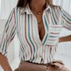 Spring Autumn Lapel Long Sleeve Floral Print Women Shirt