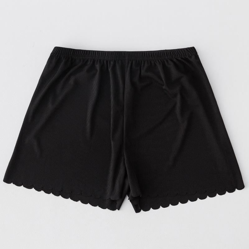 

Универсальные ребристые леггинсы из ледяного шелка с волнистым краем - девичьи трехточечные брюки, можно носить снаружи, свободный крой One Size чёрный