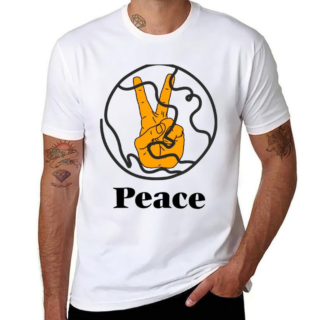Peace For The World Fingers Tshirt Holiday Casual Short Sleeve Top
