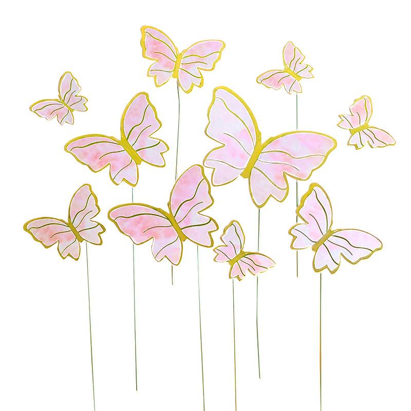10Pcs Purple Butterflies for Cake Birthday Decorations Wedding Fairy Party Cake Butterflies for Birthday Wall Sticker Decal for Halloween