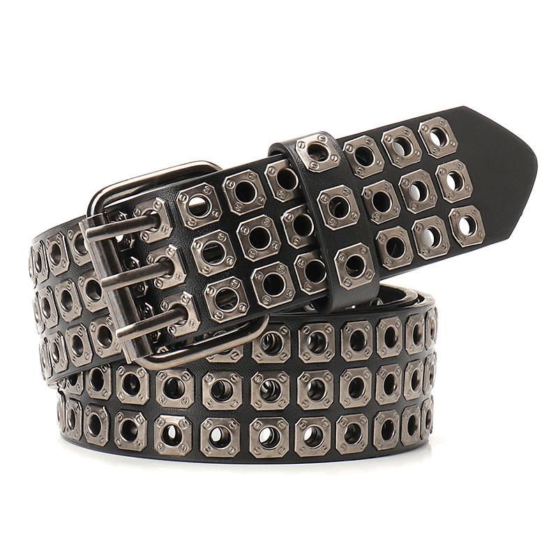 

Dark Fashion Faux Leather Belt With Metal Buckle For Punk And Goth Looks Black