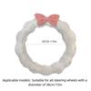 Cute Fluffy Steering Wheel Cover Bow Design Anti Slip Steer Wheel Protector Wave Shape Soft Steering Cover Girls Car Decoration