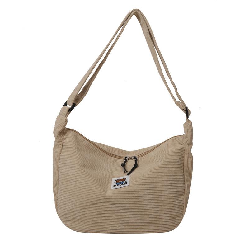 Dango Bag Women Casual Corduroy Large Capacity Shoulder Bag For Daily Use