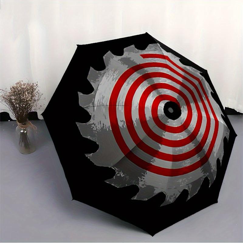 1pc Saw Blade Automatic Open/close, Heavy-Duty Iron Frame & 8-Rib Structure, Compact Folding Umbrella for Women/Men, All-Season Travel, Halloween and