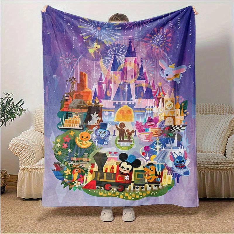 1pc, Mickey and Friends (1) Home Decor Flannel Blanket Perfect Gift for Bedroom, Living Room, Travel, Camping, Car