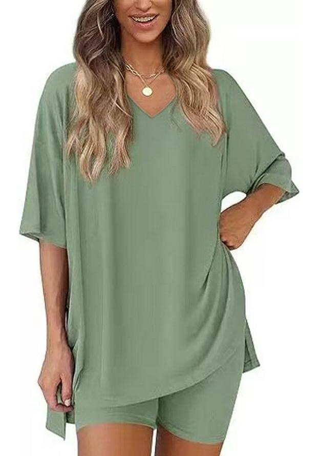 Women's Casual V-neck T-shirt & Shorts Homewear Set, 2026 Collection: Comfortable and Stylish 