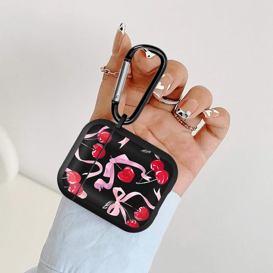 Earphone Cases Cover Case For Airpods 3 Pro 4 1 Pro3 Pro2 2 Korean Cute Bow Cherry