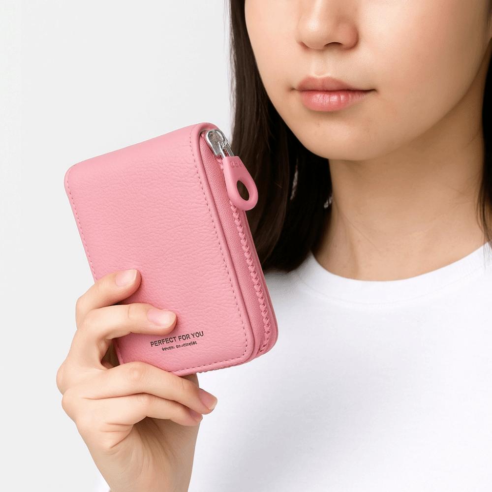 Short Clutch PU Leather Card Holder Zipper Coin Purse Retro Women Short Wallet Card Storage Bag