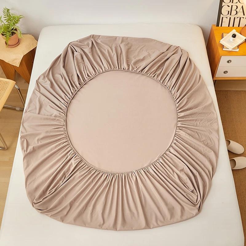 1PC Bed Fitted Sheet Bed Mattress Cover Solid Color Bed Linen Non Slip Mattress Covers Bedsheet Soft and Breathable