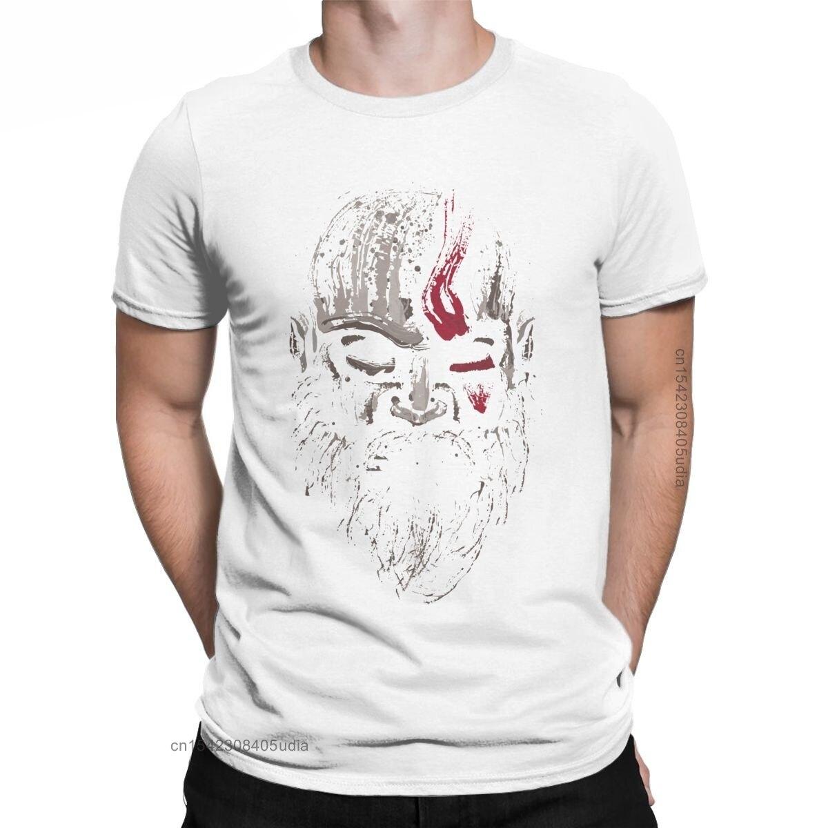 

Warrior Kratos Tshirt For Men Vintage Pure Cotton Graphic T Shirts God Of War Short Sleeve Clothing Graphic Printed Tops S