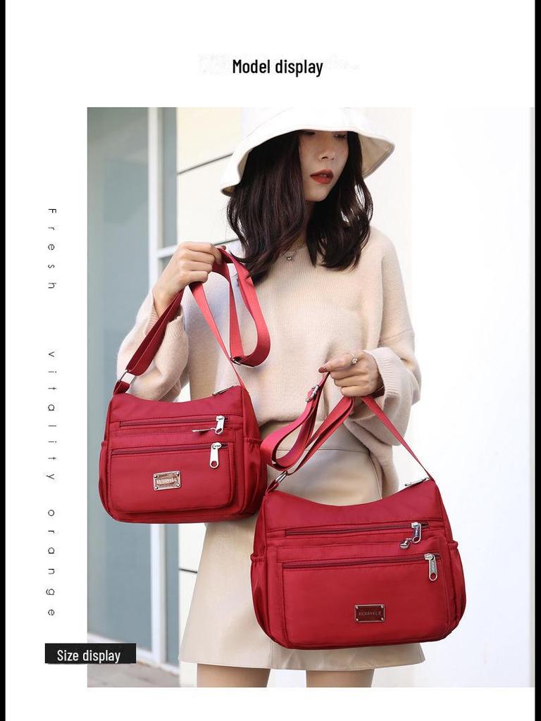 Bolsa de ombro feminina de lona de nylon de grande capacidade: Bolsa de mensageiro com vários compartimentos para mães de meia-idade e idosas