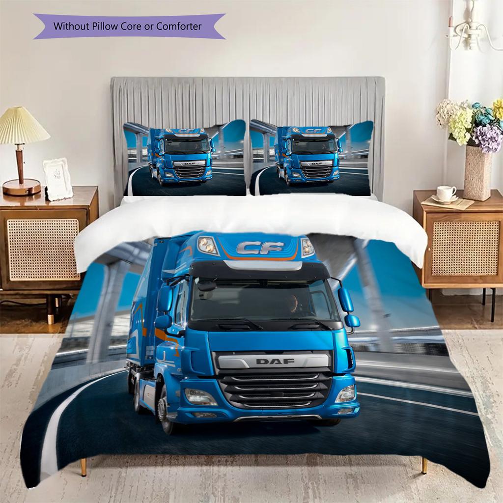 Biancheria da letto Dinamica Blu Camion Autostrada (1 * copripiumino + 2 * federa, senza nucleo) Set biancheria da letto 2D Piatto Regalo di Natale Compleanno Morbido e Confortevole