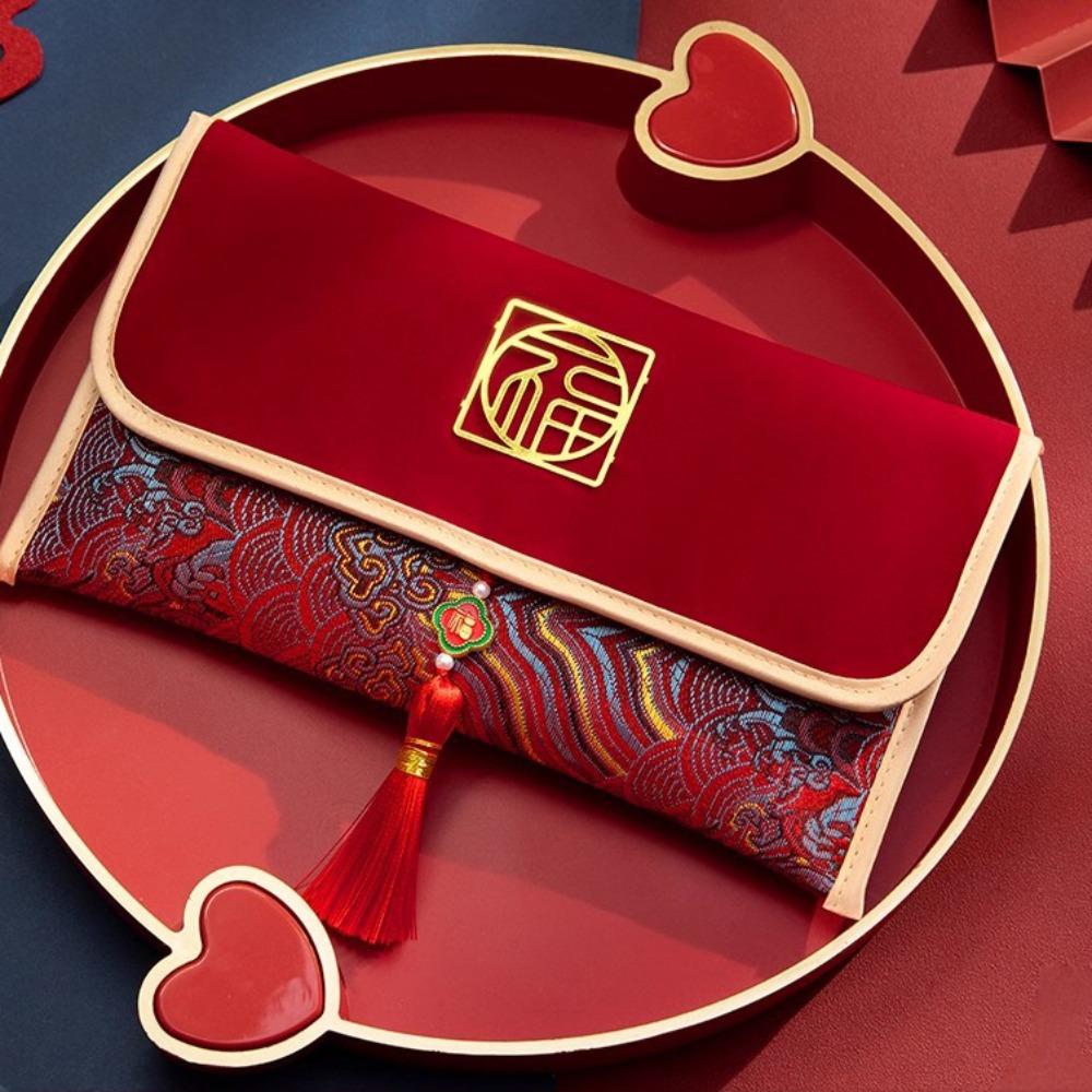 Traditional New Year Chinese Red Envelope Chinese Year CNY Packet Envelopes Cloth Blessing Chinese Lucky Money Bag
