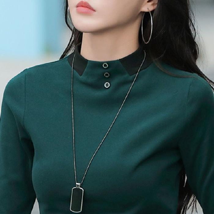 Slim Warm Long-sleeved T-shirt Mother's Base Shirt for Women In Autumnal and Winter