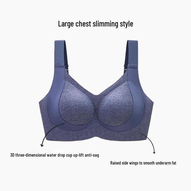 Plus Size Seamless Full-Cup Bra: Minimizing, Anti-Sagging, Adjustable Support for Large Busts.