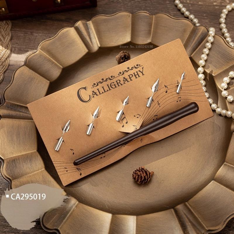 Card-mounted Solid Wood Watercolor Pen Pole with Tip Set Students' Calligraphy Writing Hand-drawing Comic Creation Dip Pens