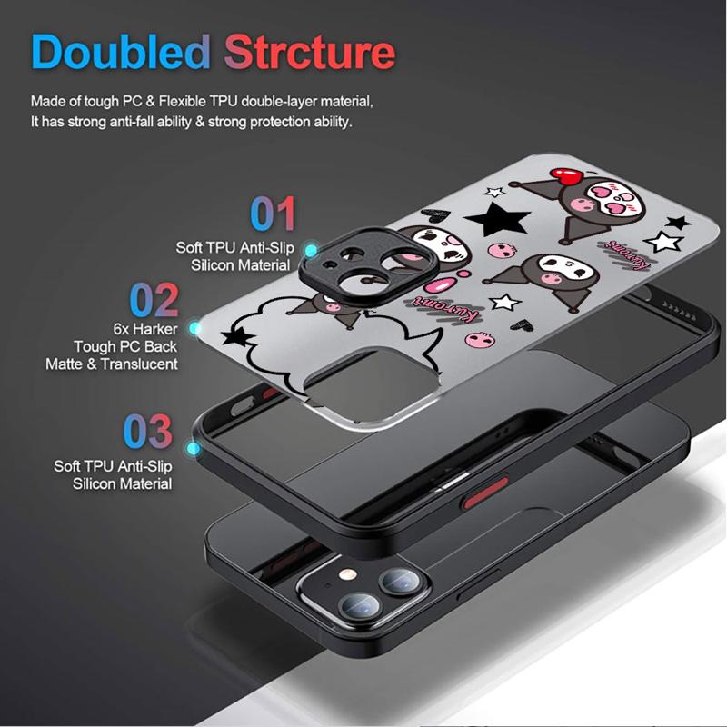 Kawaii Kuromi Anime Hülle Für Apple iPhone 11 13 15 14 Pro Max 12 Mini 7 8 Plus XR X XS 6 6S SE Mat Funda Schwarze Handyhülle