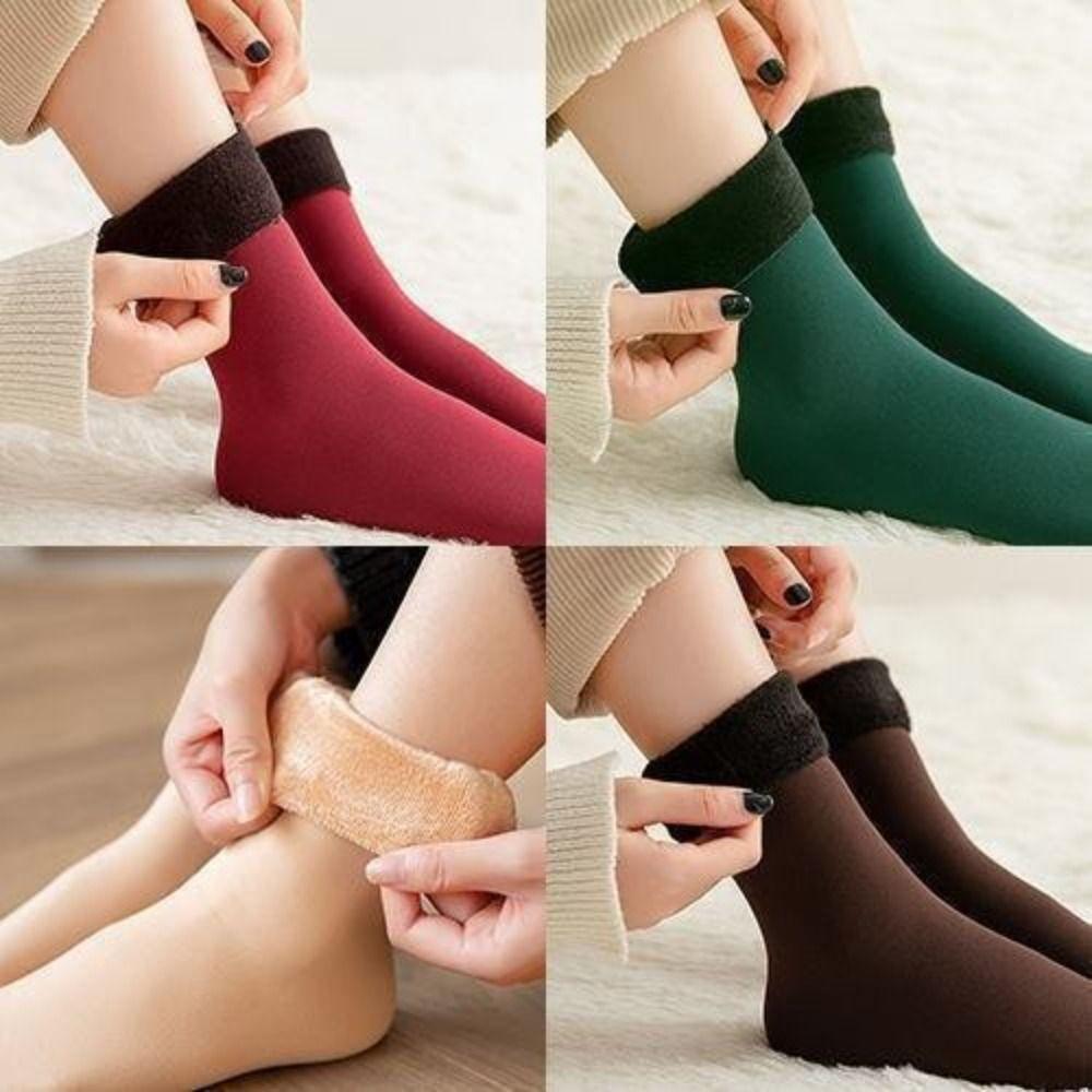 12Pairs Simple Thicken Warm Socks Thicker Winter Socks Women Basic Thermal Mid Length Socks  Hosiery