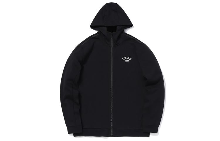 Li Ning Sports Basketball Collection Sweatshirts Men s New Standard Black Hooded Moderate Cardigan AWDQ587-1 XXXL