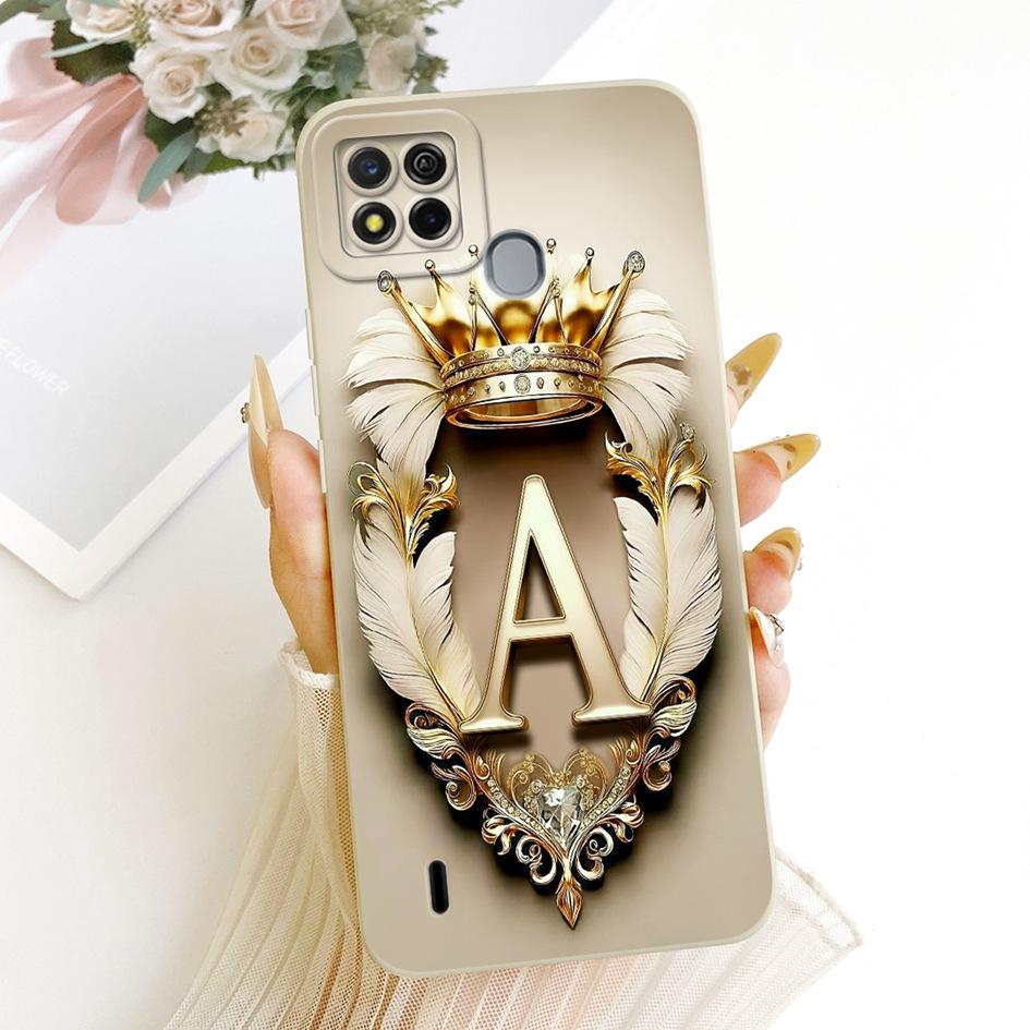 For Itel A57 Case A57 Pro Cover A611W W6004 Luxury Initial Letters Crown Soft Silicone Matte Funda For Itel A27 A551L P17 Bumper