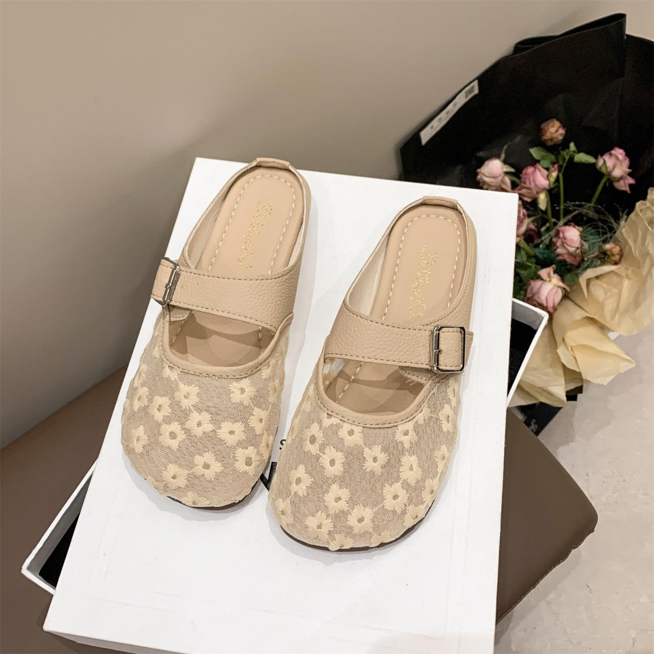 

JMXD-тапочки женские, летние, универсальные, модные, кружевные, с сумкой на голове, классные тапочки, мягкая подошва, удобная плоская женская обувь 40 хаки