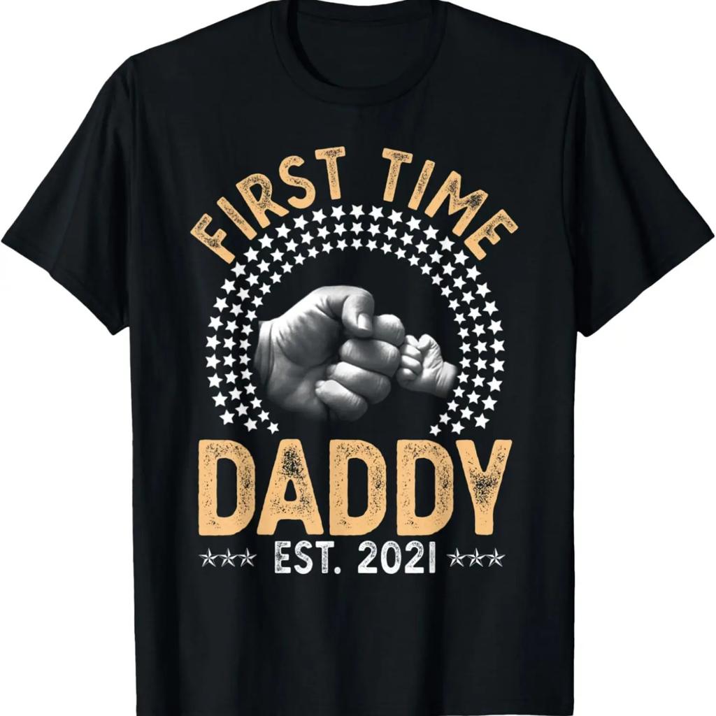 First Time Daddy New Dad Est 2021 Funny Fathers Day Gift T-Shirt