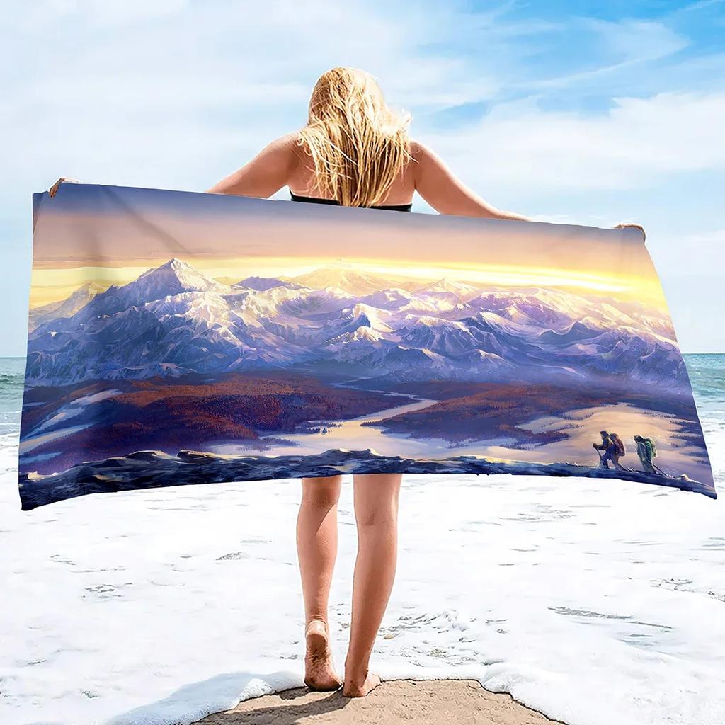 Sunrise Microfiber Thin Beach Towel Lightweight Oversized Extra Large Sand Free Towel Quick Dry Travel Pool Camping Sports Beach