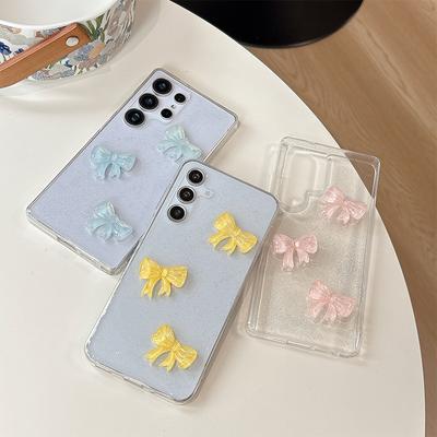 Estilo Coreano Ins Lazo para Funda de Teléfono Samsung S25ULTRA para S24plus Transparente S23FE Minimalista S22