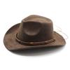 Western Suede Western Cowboy Hat Women Men Outdoor Travel Party Belt Buckle Wide Brim Panama Cap Unisex Fedora Hat