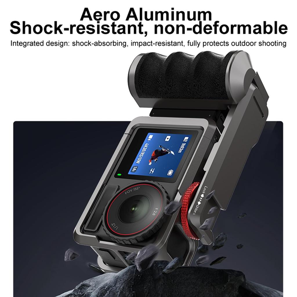 DJI Osmo Action 5 3 Camera Cage Aluminum Alloy Handle Mount Grip Holder with Shutter Cold Shoe and Screw Hole for Easy Installation and Portable