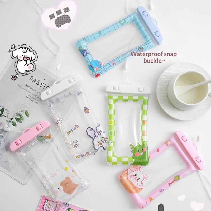 Cartoon Full View Waterproof Case For Phone Underwater Snow Rainforest Transparent Dry Bag Swimming Pouch Big Mobile Phone Cover