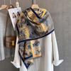 Autumn New Retro Oil Painting Printed Scarf High-end Imitation Cashmere Wool Thickened Warm Scarf Multi-functional Shawl