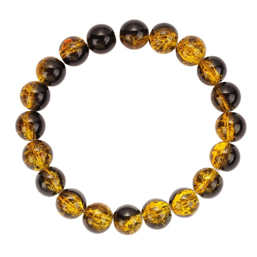 Black and Gold Amber Resin Beaded Bracelet Luxury Fashion Jewelry for Men Women Daily Wear Party Gift