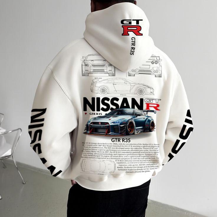 Evropsko-americká mikina s potiskem auta pro muže, ležérní, volný střih, dlouhý rukáv