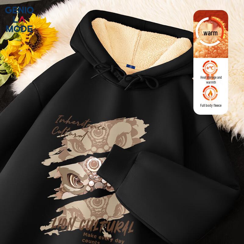 GENIOLAMODE Men's Heavyweight Fleece-Lined Hooded Sweatshirt