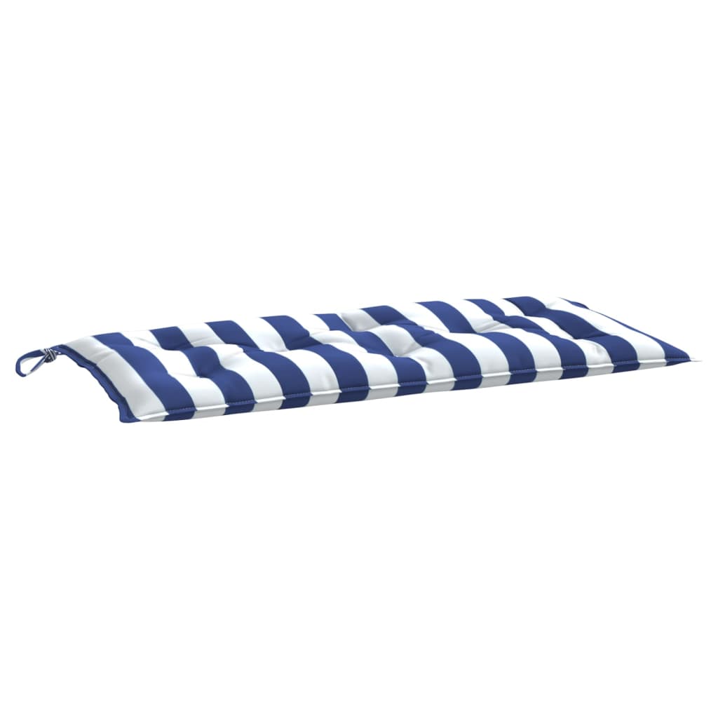 Garden Bench Cushion Blue&White Striped 110x50x7 Cm Fabric