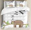 Floral Sloth Cartoon Cute Sloth Duvet Cover Flowers Sloth Animal Cover Kids Boys Girls Gifts Bedding Sets for Bedroom Decortion