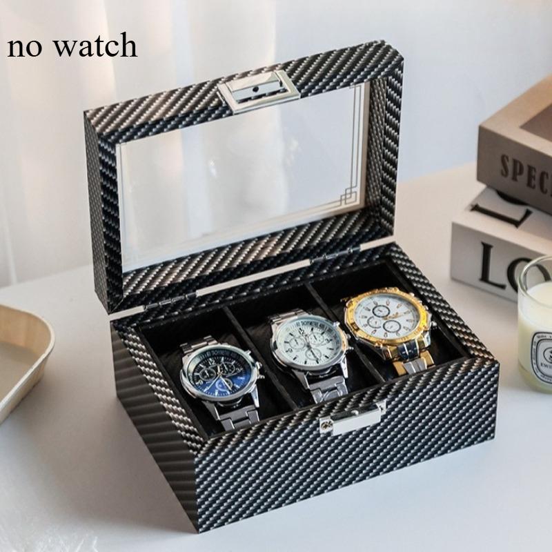 High-Gloss Carbon Fiber Watch Storage Box, Wristwatch and Bracelet Display Case, Large Capacity Watch Collection Box, Christmas
