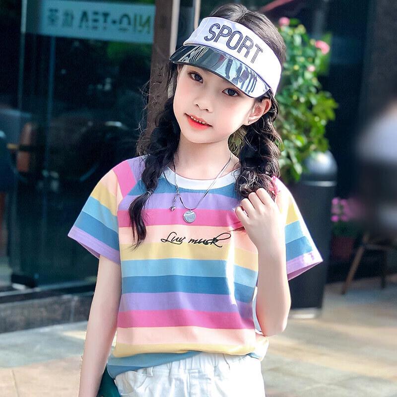 Moonkids Girls  Striped Short Sleeve T-Shirt 140cm