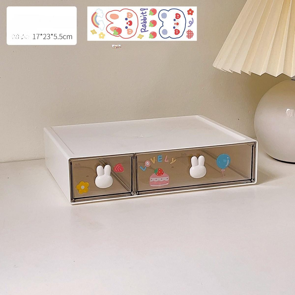 

Милый ящик для хранения на рабочем столе, студенческий стол, прозрачная полка, косметика, канцелярские принадлежности low double drawer белый