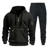 Men's 220g Zippered Hooded Sweatshirt, Multi-Pocket Sports Casual Pullover Set