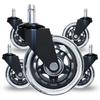 3-Inch Silent Swivel Casters with Brakes - Transparent PU Furniture and Office Chair Wheels