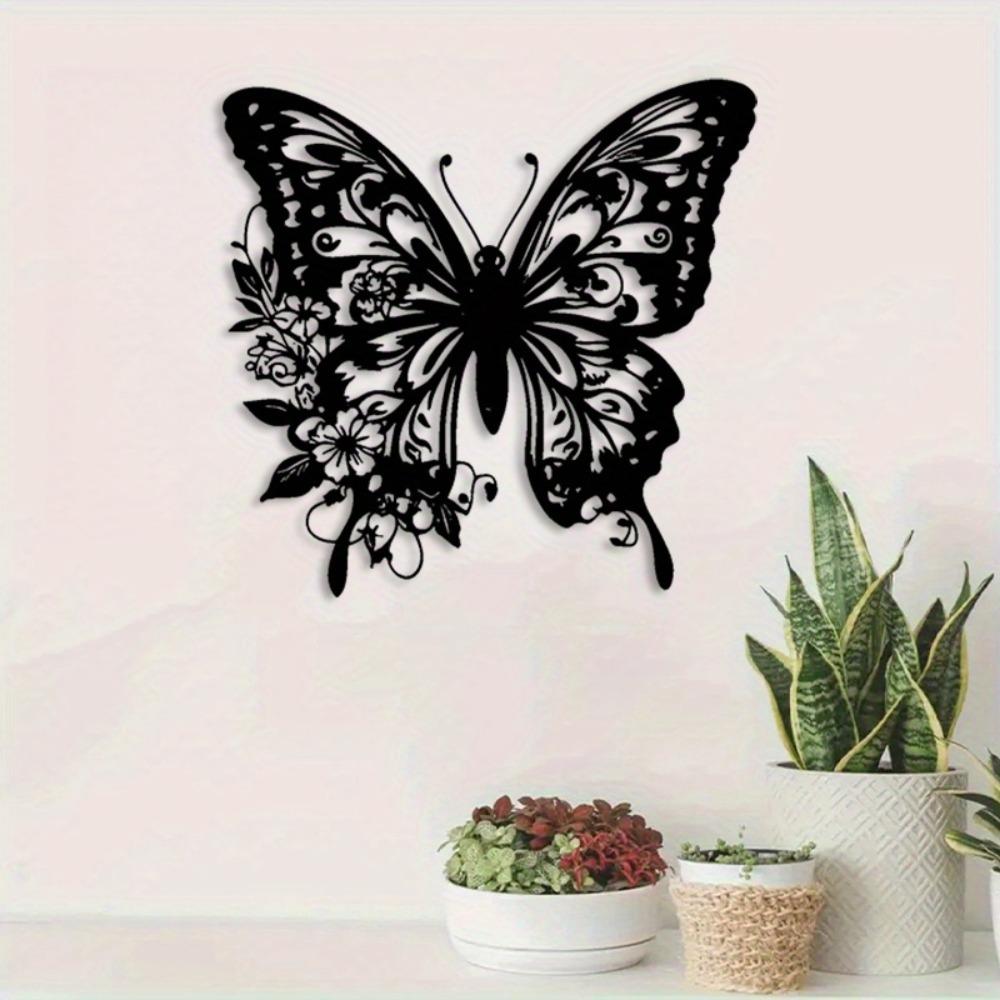 Metalen Vlinder Bloemen Wandkunst Beeldhouwwerk Handgemaakt Tuin Huis Decoratie