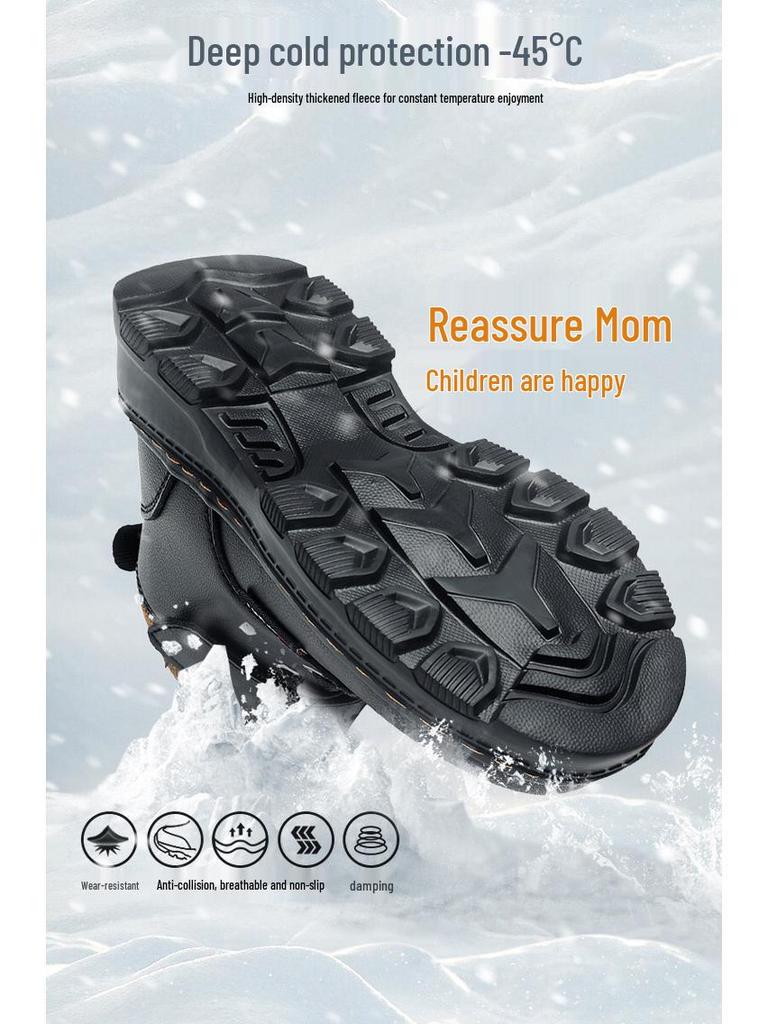 Waterdichte Jongens Martin Boots - Nieuwe Warme, Antislip, Velours Gevoerde Katoenen Schoenen voor Middelgrote en Grote Kinderen.