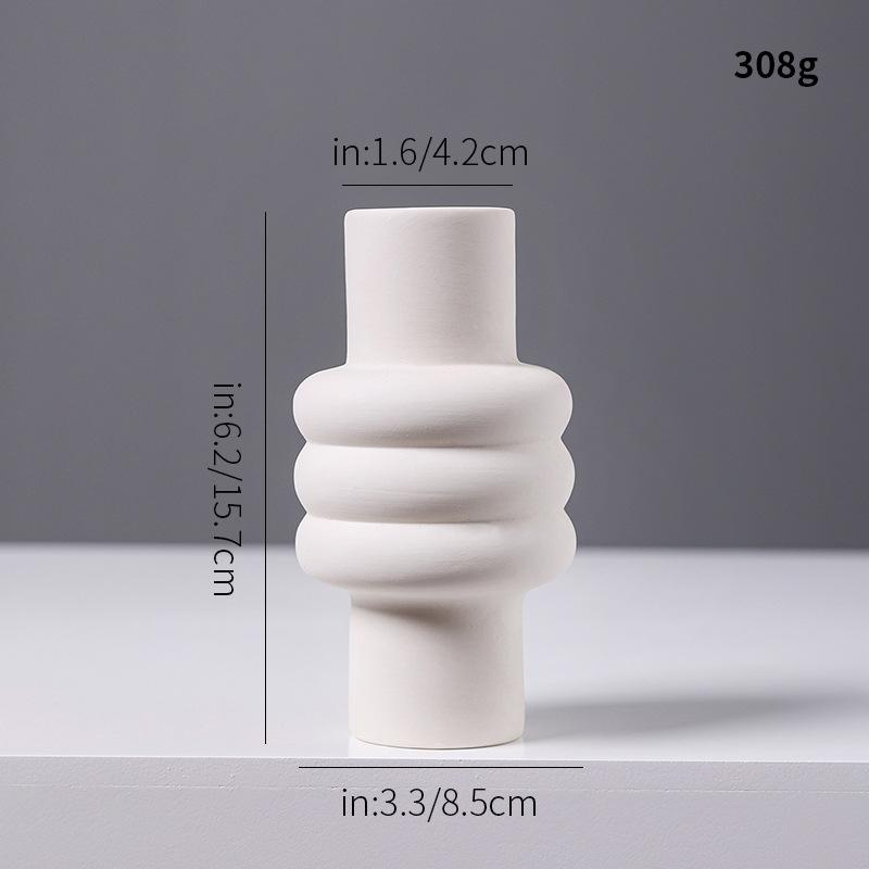White Ceramic Mini Vase, Chinese Minimalist Desktop Hydroponic Pot for Dried Flowers, Aesthetic