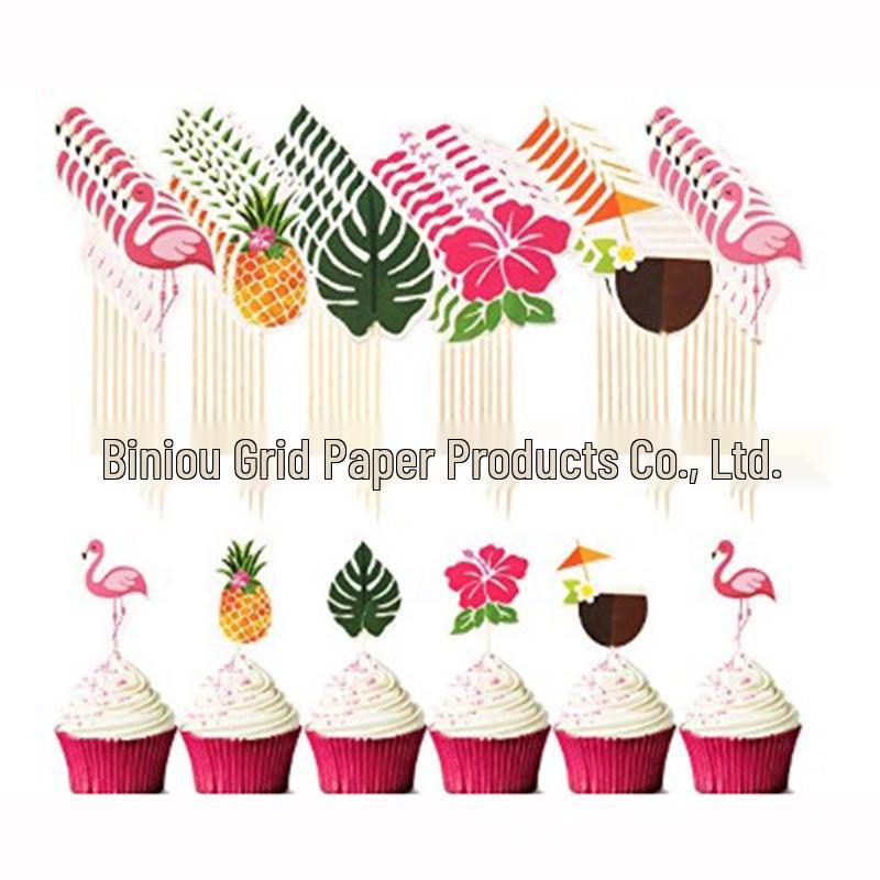 Rainbow Unicorn & Flamingo Birthday Cake Topper with Pineapple & Mermaid Design Pineapple Flamingo 24 pcs
